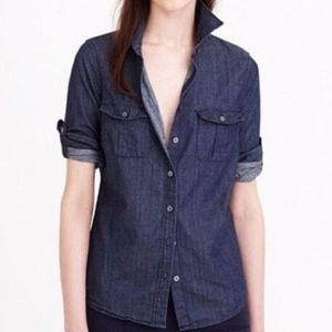 Jcrew Keeper Chambray Shirt in Dark Rinse